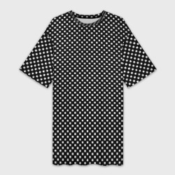Чёрный в белый маленький квадрат – Платье-футболка 3D с принтом купить