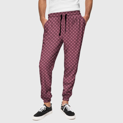 Приглушённый тёмно-розовый паттерн квадратики – Мужские брюки 3D с принтом купить