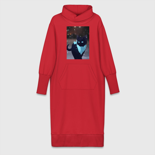 Платье удлиненное из хлопка с принтом Бездомный бог кот Ято, вид спереди №1