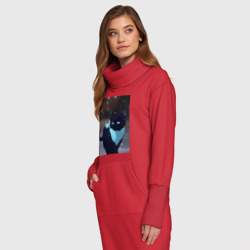 Платье с принтом Бездомный бог кот Ято для женщины, вид на модели спереди №2. Цвет основы: красный