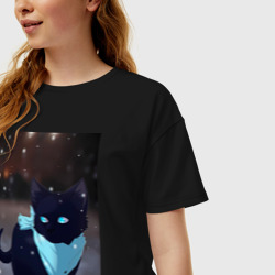 Женская футболка хлопок Oversize Бездомный бог кот Ято - фото 2