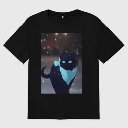Женская футболка хлопок Oversize Бездомный бог кот Ято