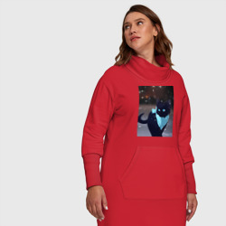 Платье с принтом Бездомный бог кот Ято для женщины, вид на модели спереди №5. Цвет основы: красный