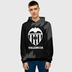 Толстовка с принтом Valencia sport на темном фоне для мужчины, вид на модели спереди №2. Цвет основы: черный
