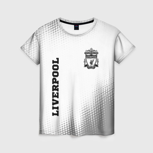 Женская футболка с принтом Liverpool sport на светлом фоне вертикально, вид спереди №1