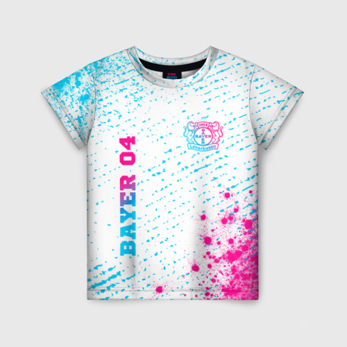 Детская футболка с принтом Bayer 04 neon gradient style вертикально, вид спереди №1