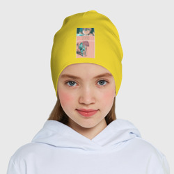 Шапка с принтом Божество Ято для ребенка, вид на модели спереди №4. Цвет основы: желтый