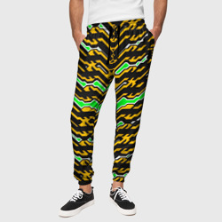 Агрессивный чёрно-жёлтый паттерн – Мужские брюки 3D с принтом купить