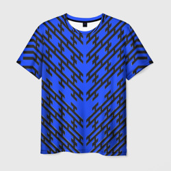 Чёрные полосы на синем фоне – Мужская футболка 3D с принтом купить со скидкой в -26%