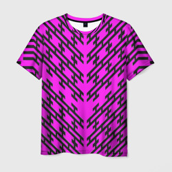 Чёрные полосы на розовом фоне – Мужская футболка 3D с принтом купить со скидкой в -26%