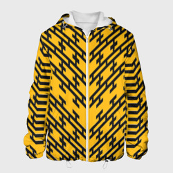 Чёрные полосы на жёлтом фоне – Мужская куртка 3D с принтом купить со скидкой в -10%