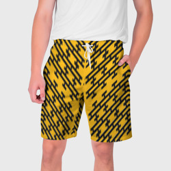 Чёрные полосы на жёлтом фоне – Мужские шорты 3D с принтом купить