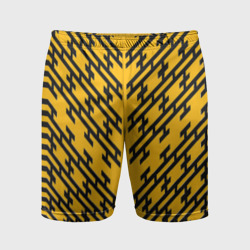 Чёрные полосы на жёлтом фоне – Мужские шорты спортивные с принтом купить
