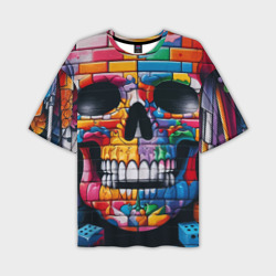 Граффити черепа на кирпичной стене – Мужская футболка oversize 3D с принтом купить со скидкой в -50%