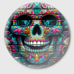 Cool skull - graffiti ai art – Значок с принтом купить