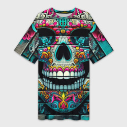 Cool skull - graffiti ai art – Платье-футболка 3D с принтом купить