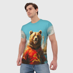 Мужская футболка 3D Медведь с гербом СССР - фото 2