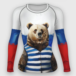 Медведь и флаг России – Женский рашгард 3D с принтом купить