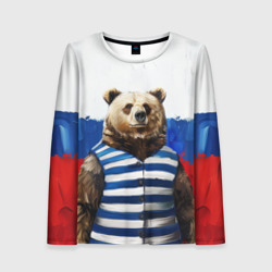 Медведь и флаг России – Женский лонгслив 3D с принтом купить со скидкой в -20%