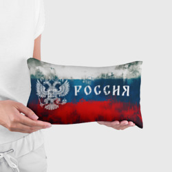 Подушка с принтом Флаг России и Герб для любого человека, вид спереди №2. Цвет основы: белый