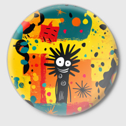 Значок Красочная абстракция с черным персонажем