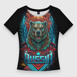 Суровый русский  медведь – Женская футболка 3D Slim с принтом купить