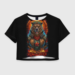 Русский военный медведь солдат – Женская футболка Crop-top 3D с принтом купить
