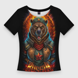 Русский военный медведь солдат – Женская футболка 3D Slim с принтом купить