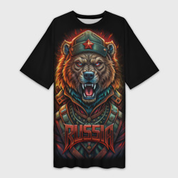 Русский медведь солдат – Платье-футболка 3D с принтом купить
