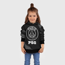 Толстовка с принтом PSG sport на темном фоне для ребенка, вид на модели спереди №3. Цвет основы: черный