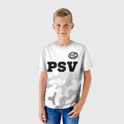 Футболка с принтом PSV sport на светлом фоне посередине для ребенка, вид на модели спереди №2. Цвет основы: белый
