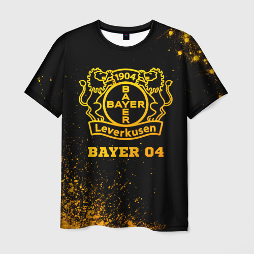 Мужская футболка с принтом Bayer 04 - gold gradient, вид спереди №1