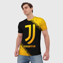 Футболка с принтом Juventus - gold gradient для мужчины, вид на модели спереди №2. Цвет основы: белый