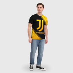 Футболка с принтом Juventus - gold gradient для мужчины, вид на модели спереди №3. Цвет основы: белый