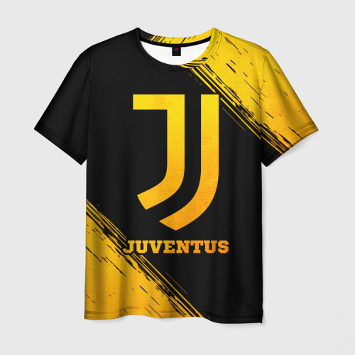 Мужская футболка с принтом Juventus - gold gradient, вид спереди №1