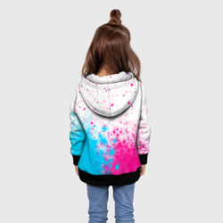 Толстовка с принтом Chelsea neon gradient style посередине для ребенка, вид на модели сзади №2. Цвет основы: черный