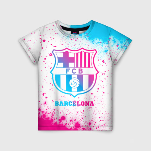 Детская футболка с принтом Barcelona neon gradient style, вид спереди №1