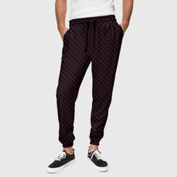 Тёмный бордо в мелкий ромбик – Мужские брюки 3D с принтом купить