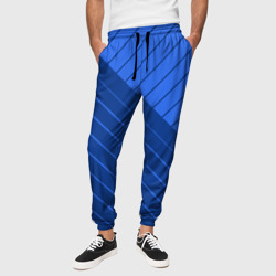 Сине-голубой косые полосы – Мужские брюки 3D с принтом купить