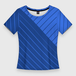Сине-голубой косые полосы – Женская футболка 3D Slim с принтом купить
