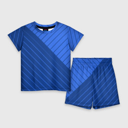 Сине-голубой косые полосы – Детский костюм с шортами 3D с принтом купить