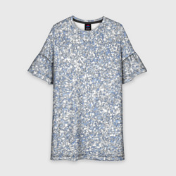 Текстурированный бело-голубой мелкий камень – Детское платье 3D с принтом купить