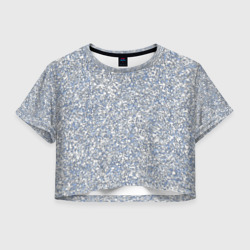 Текстурированный бело-голубой мелкий камень – Женская футболка Crop-top 3D с принтом купить