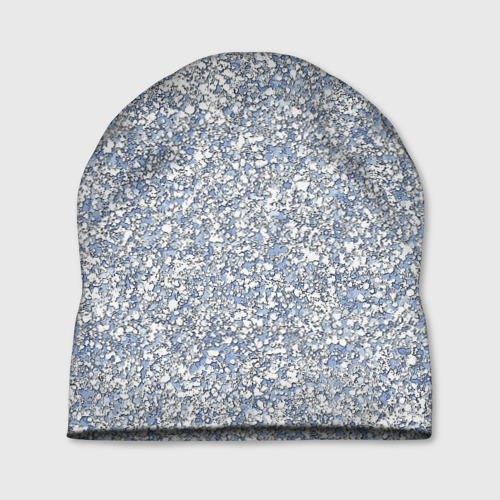 Шапка с принтом Текстурированный бело-голубой мелкий камень, вид спереди №1