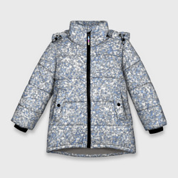 Текстурированный бело-голубой мелкий камень – Зимняя куртка для девочек 3D с принтом купить