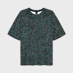 Чёрно-бирюзовый эффект объёмной текстуры  – Мужская футболка oversize 3D с принтом купить со скидкой в -50%