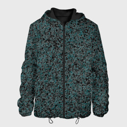 Чёрно-бирюзовый эффект объёмной текстуры  – Мужская куртка 3D с принтом купить со скидкой в -10%