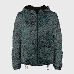 Чёрно-бирюзовый эффект объёмной текстуры  – Женская куртка 3D с принтом купить со скидкой в -10%