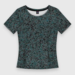 Чёрно-бирюзовый эффект объёмной текстуры  – Женская футболка 3D Slim с принтом купить