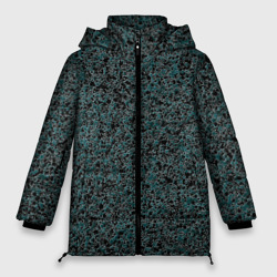 Чёрно-бирюзовый эффект объёмной текстуры  – Женская зимняя куртка Oversize с принтом купить